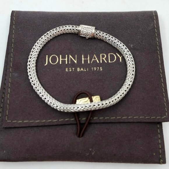 JOHN HARDY~CLASSIC CHAIN BRACELET~DIAMOND STERLING SILVER 18K YELLOW GOLD - Picture 1 of 6